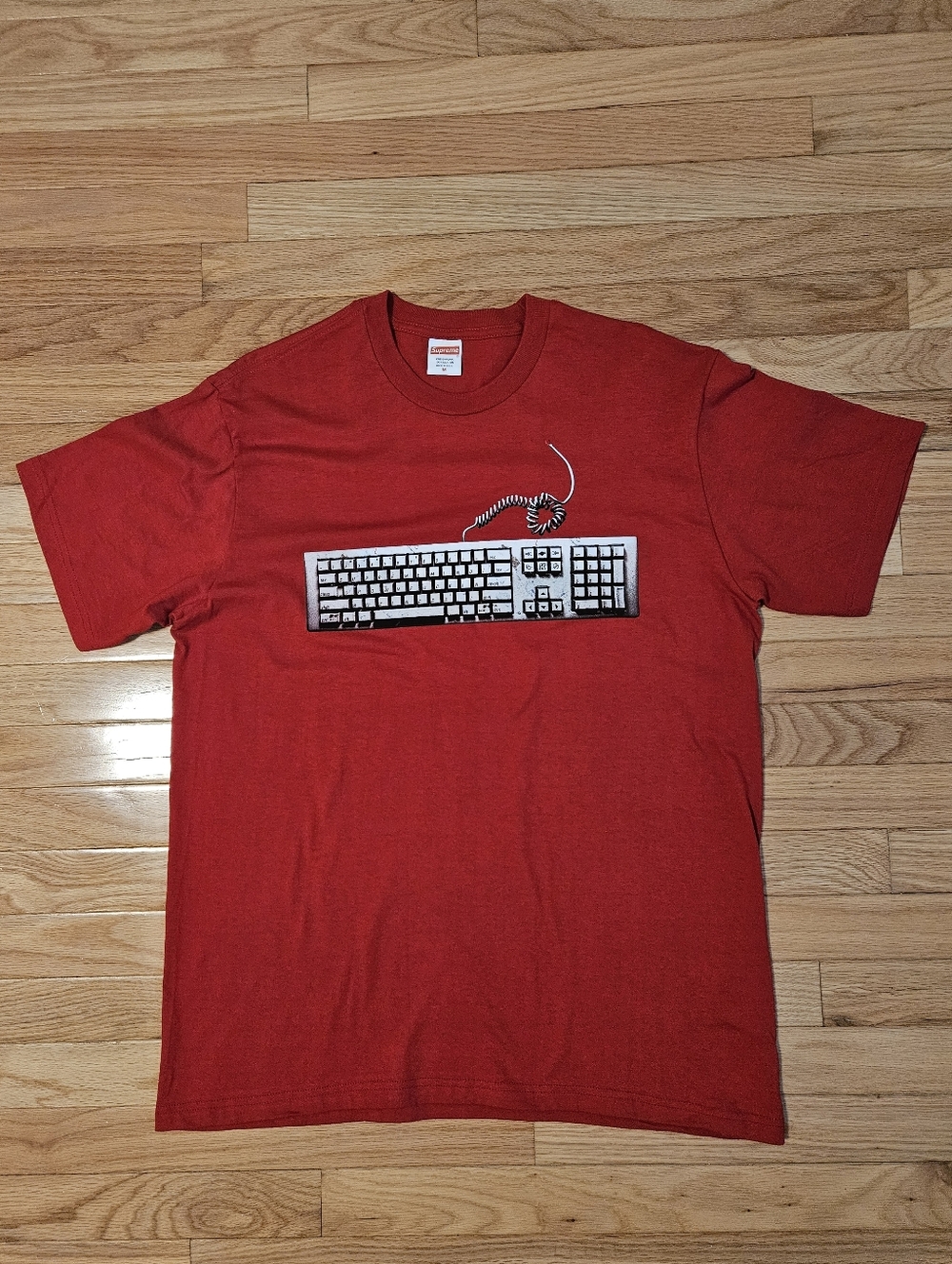 NWOT Supreme Men's Red Cotton Streetwear Tee Keyboard Graphic Rare Size M
